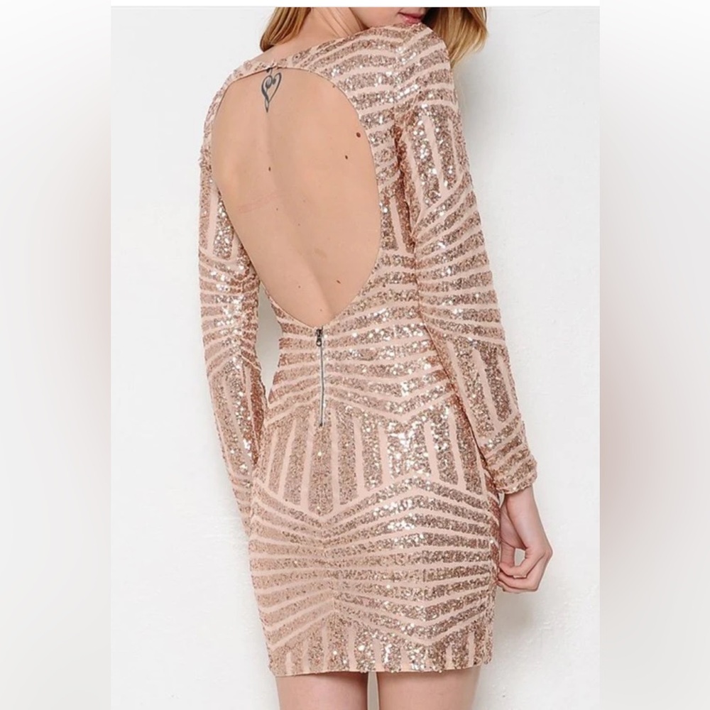 Hello Molly Rose Gold sequin dress 6 NWT - Picture 4 of 9